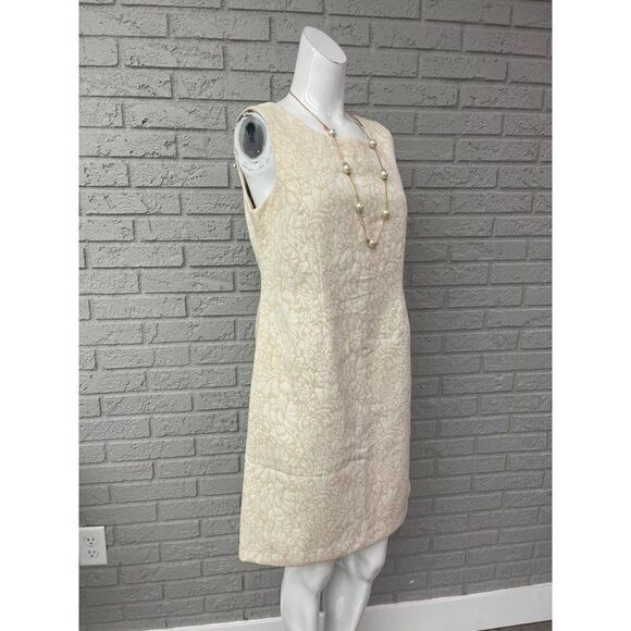 Coldwater Creek Ivory Floral Embossed Sheath Dress Size P10 - Picture 4 of 10